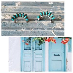Vintage Earrings Zuni Silver and Turquoise